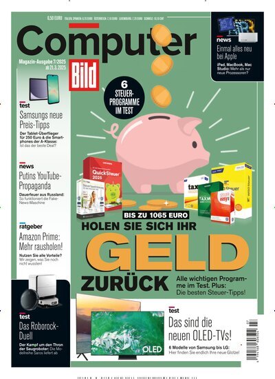 Titelbild der Ausgabe 7/2025 von Computer Bild. Diese Zeitschrift und viele weitere Computerzeitschriften, Tabletmagazine und Smartphonemagazine als Abo oder epaper bei United Kiosk online kaufen.