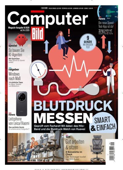 Titelbild der Ausgabe 9/2026 von Computer Bild. Diese Zeitschrift und viele weitere Computerzeitschriften, Tabletmagazine und Smartphonemagazine als Abo oder epaper bei United Kiosk online kaufen.