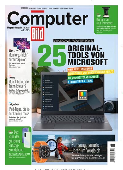 Titelbild der Ausgabe 10/2025 von Computer Bild. Diese Zeitschrift und viele weitere Computerzeitschriften, Tabletmagazine und Smartphonemagazine als Abo oder epaper bei United Kiosk online kaufen.