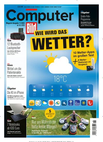 Titelbild der Ausgabe 11/2025 von Computer Bild. Diese Zeitschrift und viele weitere Computerzeitschriften, Tabletmagazine und Smartphonemagazine als Abo oder epaper bei United Kiosk online kaufen.
