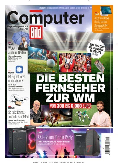 Titelbild der Ausgabe 11/2026 von Computer Bild. Diese Zeitschrift und viele weitere Computerzeitschriften, Tabletmagazine und Smartphonemagazine als Abo oder epaper bei United Kiosk online kaufen.