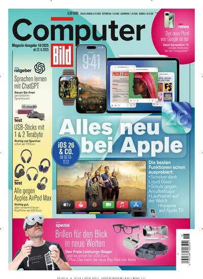 Titelbild der Ausgabe 18/2025 von Computer Bild. Diese Zeitschrift und viele weitere Computerzeitschriften, Tabletmagazine und Smartphonemagazine als Abo oder epaper bei United Kiosk online kaufen.