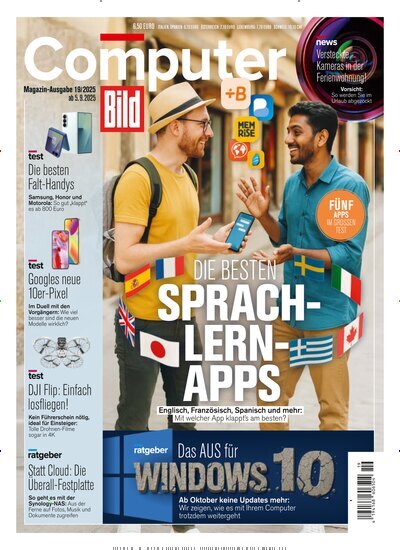 Titelbild der Ausgabe 19/2025 von Computer Bild. Diese Zeitschrift und viele weitere Computerzeitschriften, Tabletmagazine und Smartphonemagazine als Abo oder epaper bei United Kiosk online kaufen.