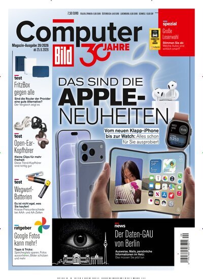 Titelbild der Ausgabe 20/2026 von Computer Bild. Diese Zeitschrift und viele weitere Computerzeitschriften, Tabletmagazine und Smartphonemagazine als Abo oder epaper bei United Kiosk online kaufen.