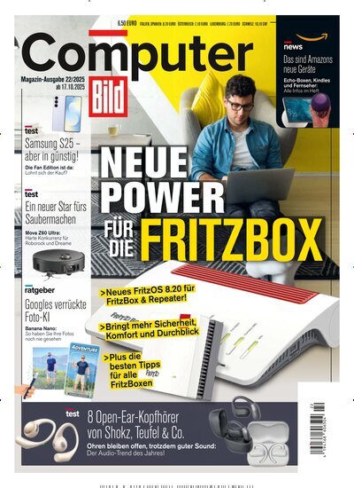 Titelbild der Ausgabe 22/2025 von Computer Bild. Diese Zeitschrift und viele weitere Computerzeitschriften, Tabletmagazine und Smartphonemagazine als Abo oder epaper bei United Kiosk online kaufen.