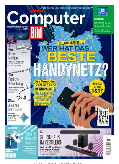 Titelbild der Ausgabe 23/2025 von Computer Bild. Diese Zeitschrift und viele weitere Computerzeitschriften, Tabletmagazine und Smartphonemagazine als Abo oder epaper bei United Kiosk online kaufen.