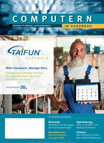 Titelbild der Ausgabe 12/2023 von Computern im Handwerk. Diese Zeitschrift und viele weitere Architekturzeitschriften und Bauzeitschriften als Abo oder epaper bei United Kiosk online kaufen.