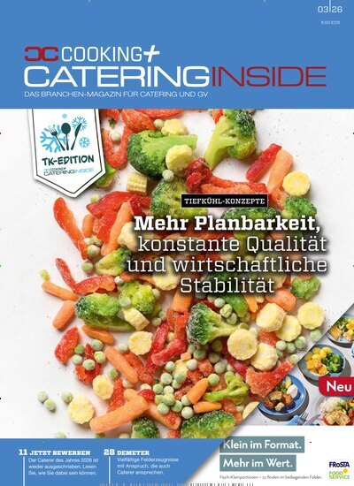 Titelbild der Ausgabe 3/2026 von Cooking + Catering Inside. Diese Zeitschrift und viele weitere Gastronomiezeitschriften, Fashionmagazine, Beautymagazine als Abo oder epaper bei United Kiosk online kaufen.