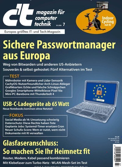 Titelbild der Ausgabe 7/2026 von ct. Diese Zeitschrift und viele weitere Computerzeitschriften, Tabletmagazine und Smartphonemagazine als Abo oder epaper bei United Kiosk online kaufen.