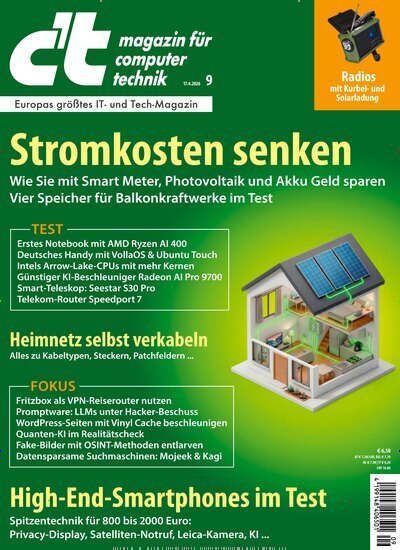 Titelbild der Ausgabe 9/2026 von ct. Diese Zeitschrift und viele weitere Computerzeitschriften, Tabletmagazine und Smartphonemagazine als Abo oder epaper bei United Kiosk online kaufen.