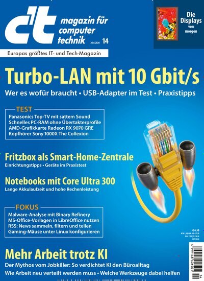 Titelbild der Ausgabe 14/2026 von ct. Diese Zeitschrift und viele weitere Computerzeitschriften, Tabletmagazine und Smartphonemagazine als Abo oder epaper bei United Kiosk online kaufen.