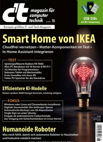 Titelbild der Ausgabe 15/2026 von ct. Diese Zeitschrift und viele weitere Computerzeitschriften, Tabletmagazine und Smartphonemagazine als Abo oder epaper bei United Kiosk online kaufen.