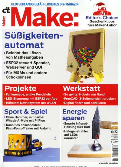 Titelbild der Ausgabe 6/2022 von ct Make. Diese Zeitschrift und viele weitere Computerzeitschriften, Tabletmagazine und Smartphonemagazine als Abo oder epaper bei United Kiosk online kaufen.