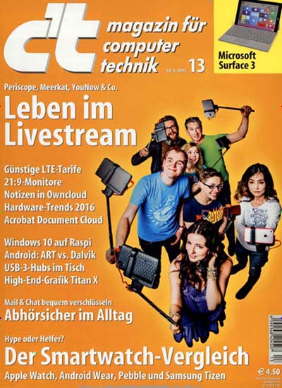 Titelbild der Ausgabe 13/2015 von ct Plus. Diese Zeitschrift und viele weitere Computerzeitschriften, Tabletmagazine und Smartphonemagazine als Abo oder epaper bei United Kiosk online kaufen.