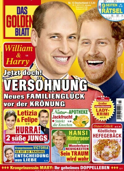 Titelbild der Ausgabe 13/2023 von Das goldene Blatt. Diese Zeitschrift und viele weitere Frauenzeitschriften als Abo oder epaper bei United Kiosk online kaufen.