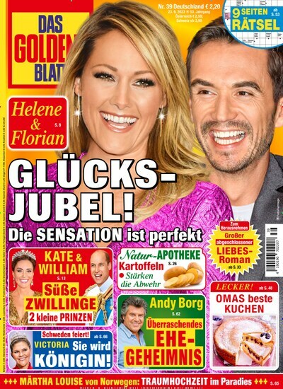 Titelbild der Ausgabe 39/2023 von Das goldene Blatt. Diese Zeitschrift und viele weitere Frauenzeitschriften als Abo oder epaper bei United Kiosk online kaufen.