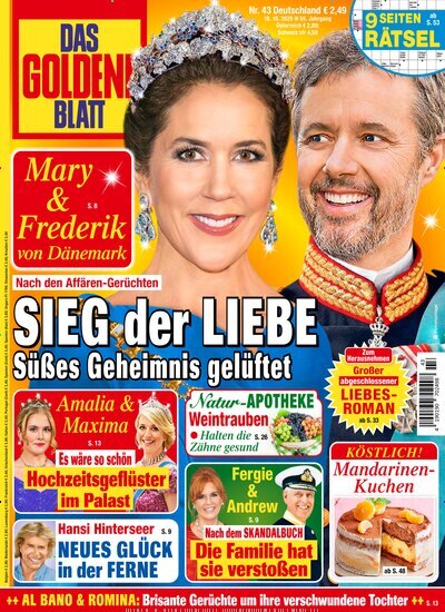 Titelbild der Ausgabe 43/2025 von Das goldene Blatt. Diese Zeitschrift und viele weitere Frauenzeitschriften als Abo oder epaper bei United Kiosk online kaufen.