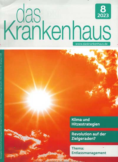 Titelbild der Ausgabe 8/2023 von das Krankenhaus. Diese Zeitschrift und viele weitere Pflegezeitschriften und medizinische Fachzeitschriften als Abo oder epaper bei United Kiosk online kaufen.