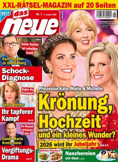 Titelbild der Ausgabe 1/2026 von Das Neue. Diese Zeitschrift und viele weitere Frauenzeitschriften als Abo oder epaper bei United Kiosk online kaufen.