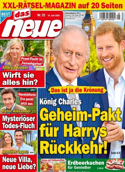 Titelbild der Ausgabe 25/2026 von Das Neue. Diese Zeitschrift und viele weitere Frauenzeitschriften als Abo oder epaper bei United Kiosk online kaufen.