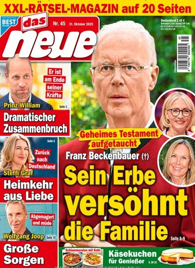 Titelbild der Ausgabe 45/2025 von Das Neue. Diese Zeitschrift und viele weitere Frauenzeitschriften als Abo oder epaper bei United Kiosk online kaufen.