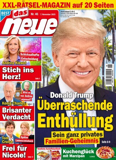Titelbild der Ausgabe 46/2025 von Das Neue. Diese Zeitschrift und viele weitere Frauenzeitschriften als Abo oder epaper bei United Kiosk online kaufen.