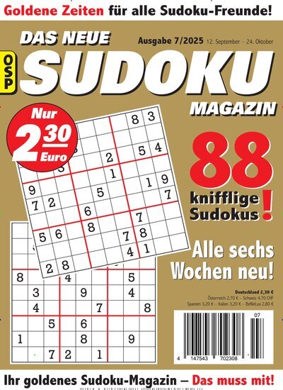 Titelbild der Ausgabe 7/2025 von Das neue Sudoku Magazin. Diese Zeitschrift und viele weitere Groschenromane und Rätselhefte als Abo oder epaper bei United Kiosk online kaufen.