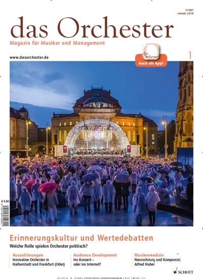 Titelbild der Ausgabe 1/2019 von das Orchester. Diese Zeitschrift und viele weitere Kunstmagazine und Kulturmagazine als Abo oder epaper bei United Kiosk online kaufen.
