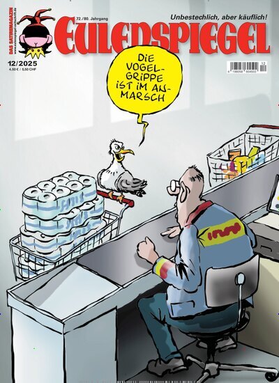 Titelbild der Ausgabe 12/2025 von Das Satiremagazin EULENSPIEGEL. Diese Zeitschrift und viele weitere Lifestylemagazine und Peoplemagazine als Abo oder epaper bei United Kiosk online kaufen.