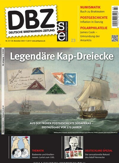 Titelbild der Ausgabe 23/2023 von DBZ Deutsche Briefmarken-Zeitung. Diese Zeitschrift und viele weitere Reisemagazine, Freizeitmagazine und Wissensmagazine als Abo oder epaper bei United Kiosk online kaufen.