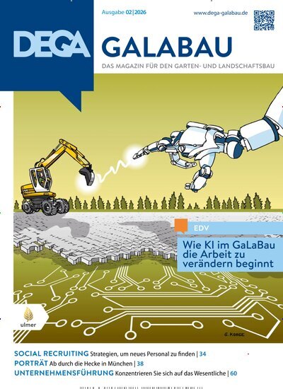 Titelbild der Ausgabe 2/2026 von Dega Galabau. Diese Zeitschrift und viele weitere Naturzeitschriften, Landwirtschaftszeitungen und Umweltmagazine als Abo oder epaper bei United Kiosk online kaufen.