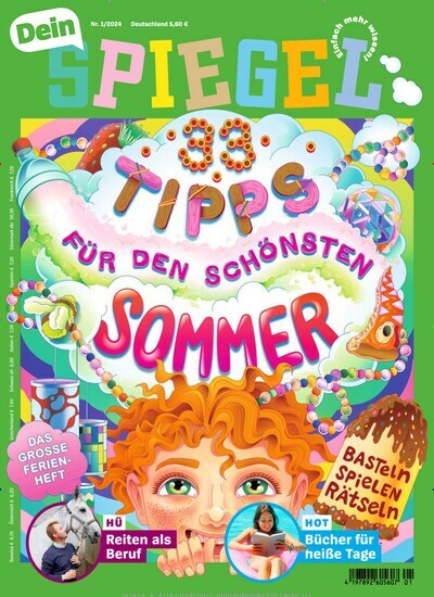 Titelbild der Ausgabe 1/2024 von Dein Spiegel Sommerheft. Diese Zeitschrift und viele weitere Jugendzeitschriften und Kinderzeitschriften als Abo oder epaper bei United Kiosk online kaufen.