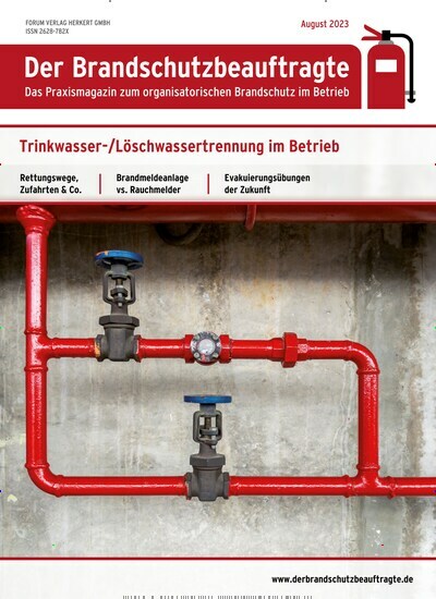 Titelbild der Ausgabe 8/2023 von Der Brandschutzbeauftragte. Diese Zeitschrift und viele weitere Jurazeitschriften und Zeitschriften für Verwaltung als Abo oder epaper bei United Kiosk online kaufen.