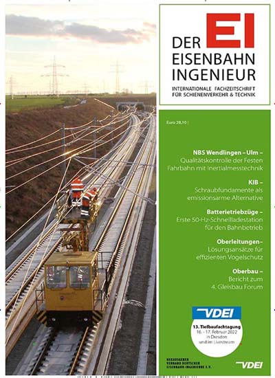 Titelbild der Ausgabe 1/2022 von Der Eisenbahningenieur. Diese Zeitschrift und viele weitere Industriemagazine und Handwerkmagazine als Abo oder epaper bei United Kiosk online kaufen.