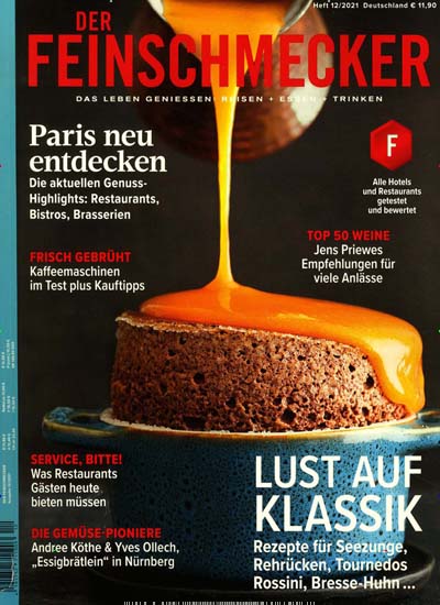 Titelbild der Ausgabe 12/2021 von Der Feinschmecker. Diese Zeitschrift und viele weitere Kochzeitschriften und Backzeitschriften als Abo oder epaper bei United Kiosk online kaufen.
