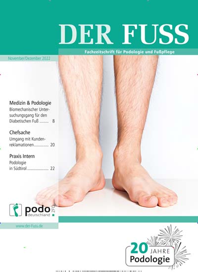 Titelbild der Ausgabe 11/2022 von Der Fuss. Diese Zeitschrift und viele weitere Pflegezeitschriften und medizinische Fachzeitschriften als Abo oder epaper bei United Kiosk online kaufen.