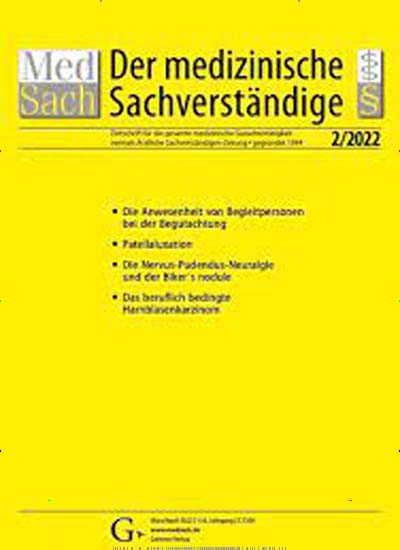 Titelbild der Ausgabe 5/2023 von Der medizinische Sachverständige. Diese Zeitschrift und viele weitere Pflegezeitschriften und medizinische Fachzeitschriften als Abo oder epaper bei United Kiosk online kaufen.