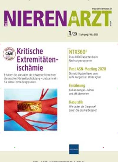 Titelbild der Ausgabe 1/2020 von Der Nierenarzt. Diese Zeitschrift und viele weitere Pflegezeitschriften und medizinische Fachzeitschriften als Abo oder epaper bei United Kiosk online kaufen.