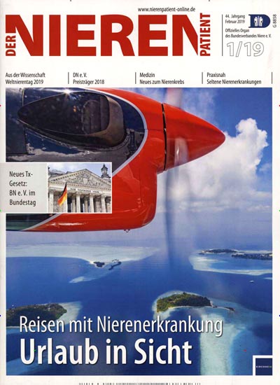 Titelbild der Ausgabe 1/2019 von Der Nierenpatient. Diese Zeitschrift und viele weitere Pflegezeitschriften und medizinische Fachzeitschriften als Abo oder epaper bei United Kiosk online kaufen.