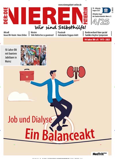 Titelbild der Ausgabe 4/2025 von Der Nierenpatient. Diese Zeitschrift und viele weitere Pflegezeitschriften und medizinische Fachzeitschriften als Abo oder epaper bei United Kiosk online kaufen.