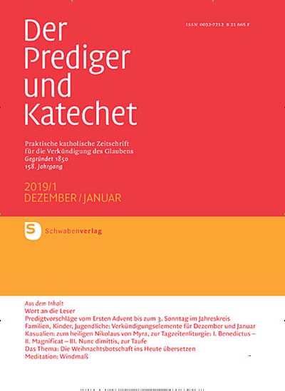 Titelbild der Ausgabe 1/2019 von Der Prediger und Katechet. Diese Zeitschrift und viele weitere Kunstmagazine und Kulturmagazine als Abo oder epaper bei United Kiosk online kaufen.