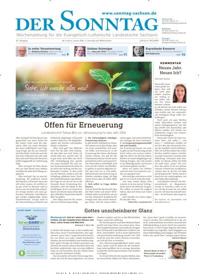 Titelbild der Ausgabe 2/2026 von Der Sonntag. Diese Zeitschrift und viele weitere Kunstmagazine und Kulturmagazine als Abo oder epaper bei United Kiosk online kaufen.