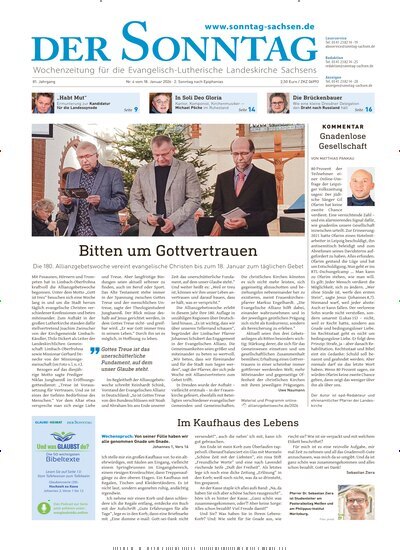 Titelbild der Ausgabe 4/2026 von Der Sonntag. Diese Zeitschrift und viele weitere Kunstmagazine und Kulturmagazine als Abo oder epaper bei United Kiosk online kaufen.