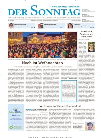 Titelbild der Ausgabe 6/2026 von Der Sonntag. Diese Zeitschrift und viele weitere Kunstmagazine und Kulturmagazine als Abo oder epaper bei United Kiosk online kaufen.