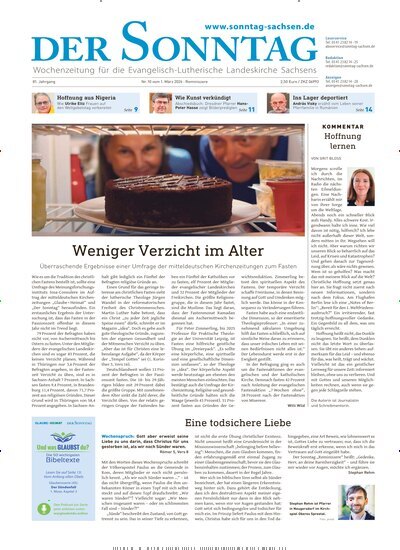Titelbild der Ausgabe 10/2026 von Der Sonntag. Diese Zeitschrift und viele weitere Kunstmagazine und Kulturmagazine als Abo oder epaper bei United Kiosk online kaufen.