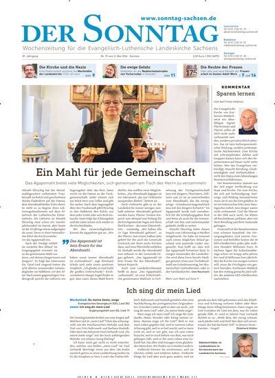 Titelbild der Ausgabe 19/2026 von Der Sonntag. Diese Zeitschrift und viele weitere Kunstmagazine und Kulturmagazine als Abo oder epaper bei United Kiosk online kaufen.
