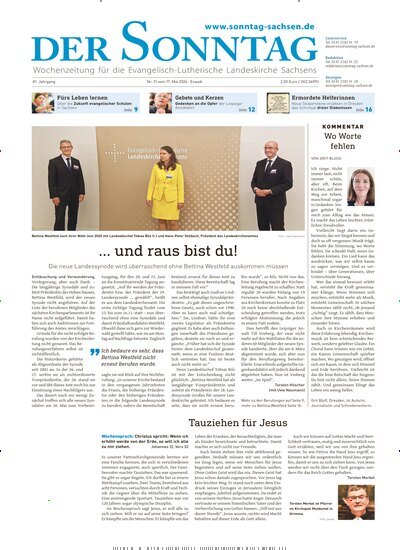 Titelbild der Ausgabe 21/2026 von Der Sonntag. Diese Zeitschrift und viele weitere Kunstmagazine und Kulturmagazine als Abo oder epaper bei United Kiosk online kaufen.