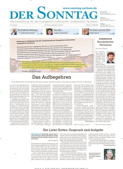 Titelbild der Ausgabe 23/2026 von Der Sonntag. Diese Zeitschrift und viele weitere Kunstmagazine und Kulturmagazine als Abo oder epaper bei United Kiosk online kaufen.
