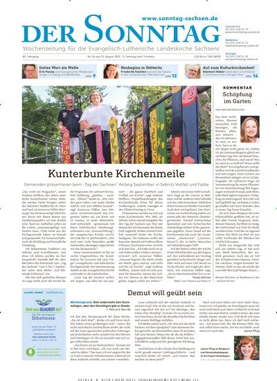 Titelbild der Ausgabe 36/2025 von Der Sonntag. Diese Zeitschrift und viele weitere Kunstmagazine und Kulturmagazine als Abo oder epaper bei United Kiosk online kaufen.