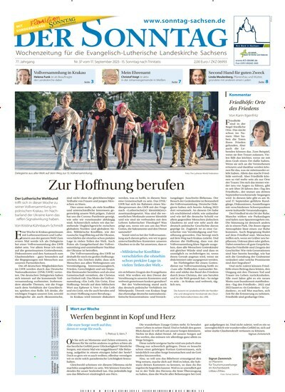 Titelbild der Ausgabe 37/2023 von Der Sonntag. Diese Zeitschrift und viele weitere Kunstmagazine und Kulturmagazine als Abo oder epaper bei United Kiosk online kaufen.